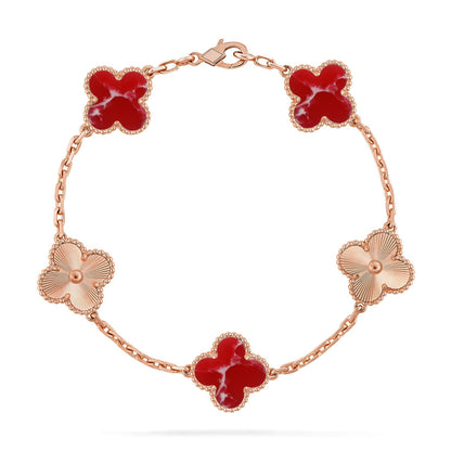 [LUCKY LOVE]CLOVER 5 MOTIF RED PATTERN BRACELET COLLECTION