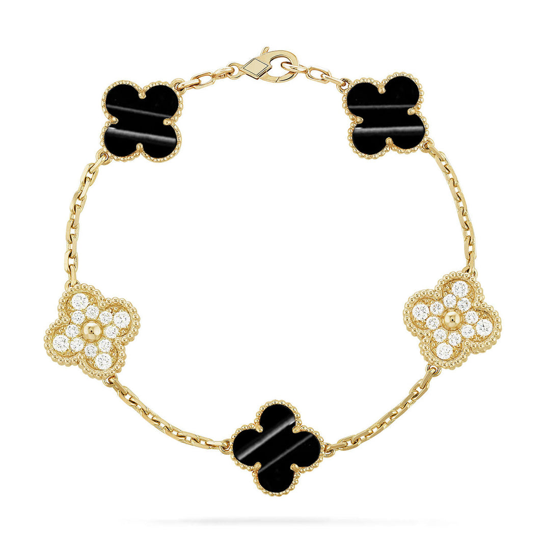[LUCKY LOVE] CLOVER 5 MOTIF PULSAR STONE BRACELET COLLECTION