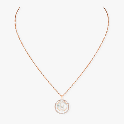 [LUCKY LOVE]LUCKY MOVE 1 DIAMOND WHITE MOTHER OF PEARL PINK GOLD DIAMOND NECKLACE
