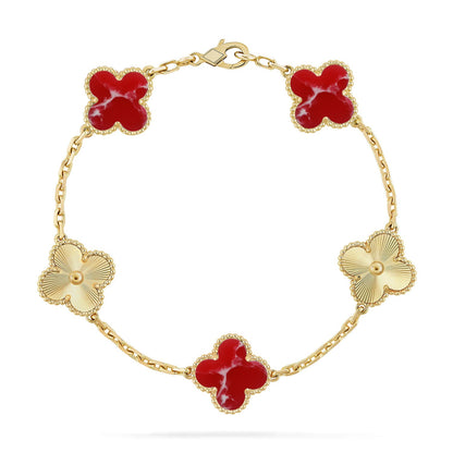 [LUCKY LOVE]CLOVER 5 MOTIF RED PATTERN BRACELET COLLECTION