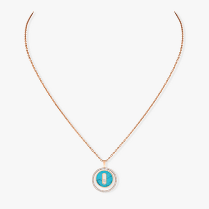 [LUCKY LOVE]LUCKY MOVE 1 DIAMOND TURQUOISE PINK GOLD DIAMOND NECKLACE