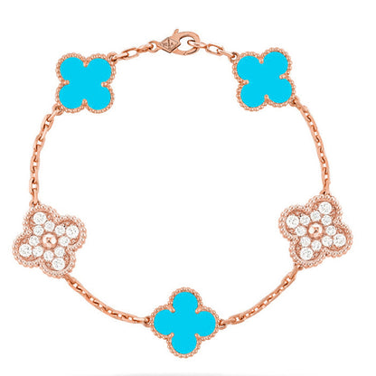 [LUCKY LOVE] CLOVER 5 MOTIF TURQUOISE BRACELET COLLECTION