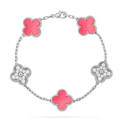 [LUCKY LOVE] CLOVER 5 MOTIFS  PINK MOP BRACELET COLLECTION