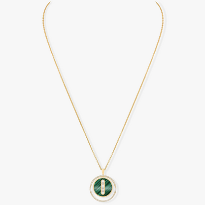 [LUCKY LOVE]LUCKY MOVE 3 DIAMOND MALACHITE GOLD DIAMOND NECKLACE