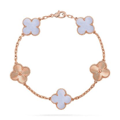[LUCKY LOVE] CLOVER 5 MOTIF PURPLE CHALCEDONY BRACELET COLLECTION