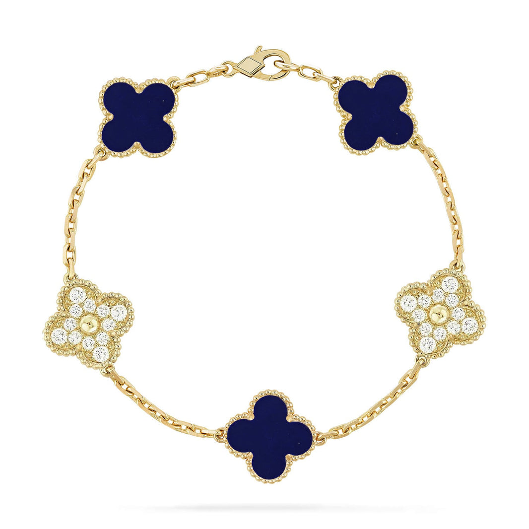 [LUCKY LOVE]CLOVER 5 MOTIF LAPIS LAZULI BRACELET COLLECTION
