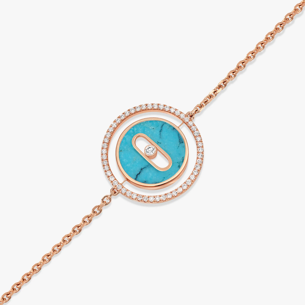 [LUCKY LOVE]LUCKY MOVE TURQUOISE PINK GOLD DIAMOND BRACELET