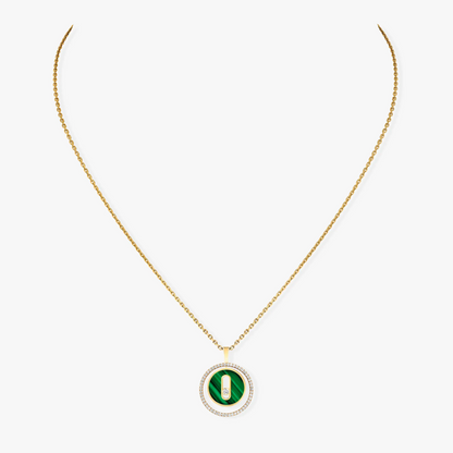 [LUCKY LOVE]LUCKY MOVE 1 DIAMOND MALACHITE GOLD DIAMOND NECKLACE