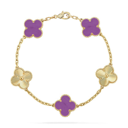 [LUCKY LOVE] CLOVER 5 MOTIF VIOLET BRACELET COLLECTION