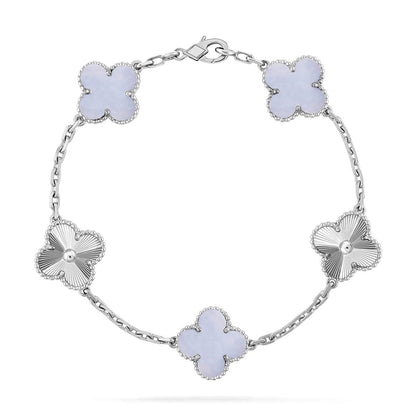 [LUCKY LOVE] CLOVER 5 MOTIF PURPLE CHALCEDONY BRACELET COLLECTION