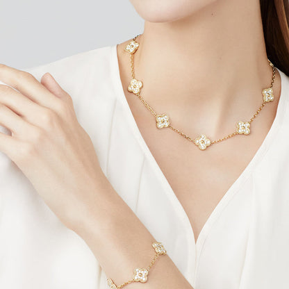 [LUCKY LOVE]CLOVER 10 MOTIFS DIAMOND NECKLACE