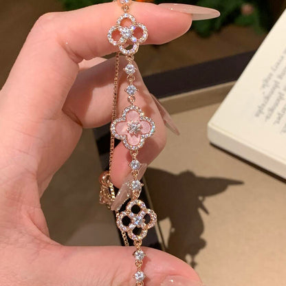 [LUCKY LOVE]CLOVER 5 MOTIF PINK BLUE RED WHITE BRACELET