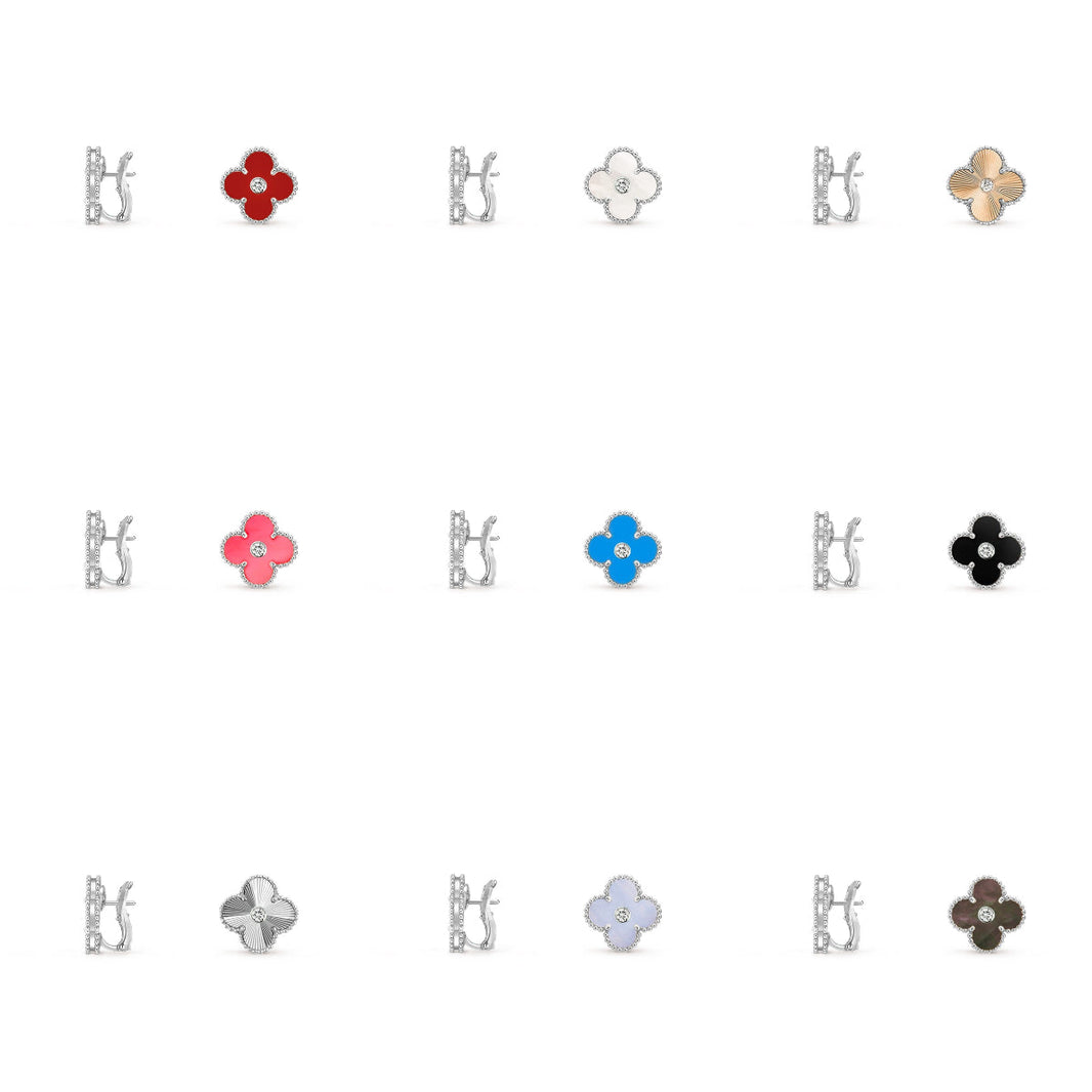 [LUCKY LOVE]CLOVER SILVER 15MM MOP DIAMOND EARRINGS COLLECTION