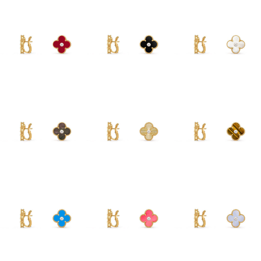 [LUCKY LOVE]CLOVER 15MM MOP DIAMOND EARRINGS COLLECTION