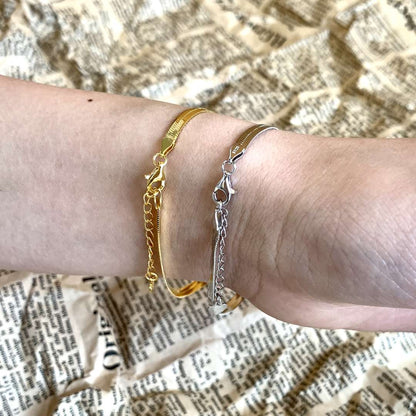 [LUCKY LOVE]Flat Snake Bone Chain Blade Necklace