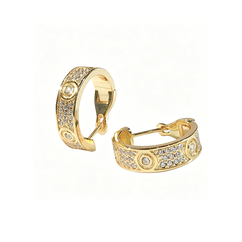 [LUCKY LOVE]LOVE 5.5MM DIAMOND PAVED EARRINGS