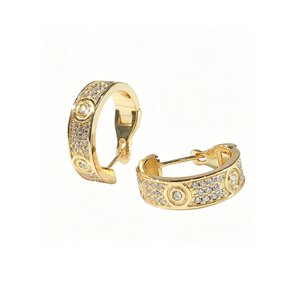 [LUCKY LOVE]LOVE 5.5MM DIAMOND PAVED EARRINGS