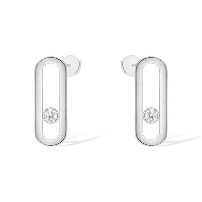 [LUCKY LOVE]MOVE UNO SMALL 1 DIAMOND EARRINGS