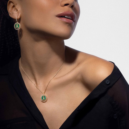 [LUCKY LOVE]LUCKY MOVE 1 DIAMOND MALACHITE GOLD DIAMOND NECKLACE