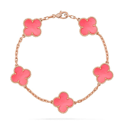 [LUCKY LOVE] CLOVER 5 MOTIFS  PINK MOP BRACELET COLLECTION