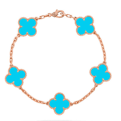 [LUCKY LOVE] CLOVER 5 MOTIF TURQUOISE BRACELET COLLECTION