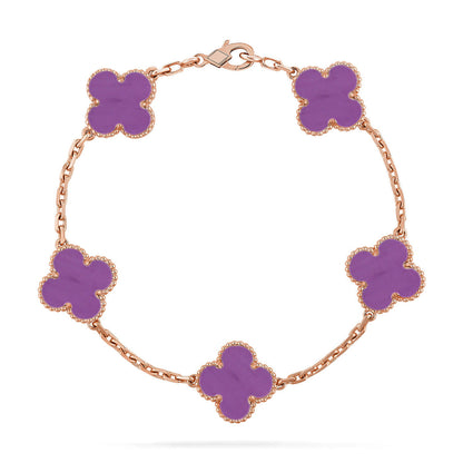 [LUCKY LOVE] CLOVER 5 MOTIF VIOLET BRACELET COLLECTION