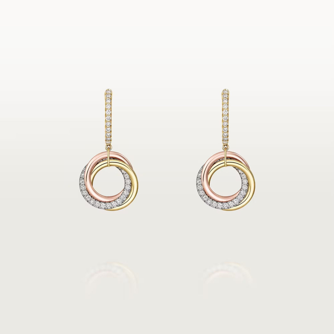 [LUCKY LOVE]TRINITY HALF DIAMOND  EARRINGS