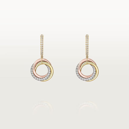 [LUCKY LOVE]TRINITY HALF DIAMOND  EARRINGS