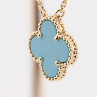 [LUCKY LOVE]CLOVER 15MM VINTAGE TURQUOISE NECKLACE