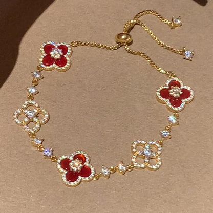 [LUCKY LOVE]CLOVER 5 MOTIF PINK BLUE RED WHITE BRACELET