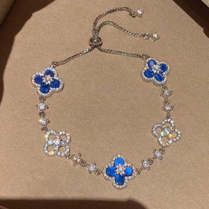 [LUCKY LOVE]CLOVER 5 MOTIF PINK BLUE RED WHITE BRACELET