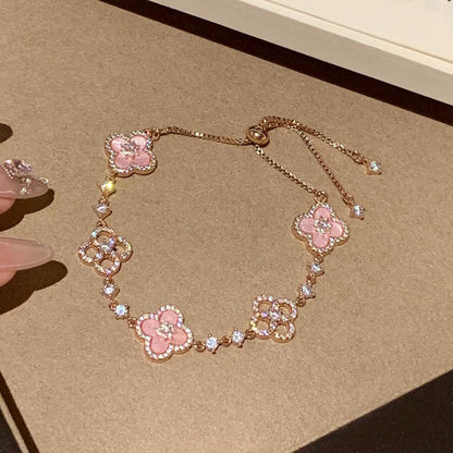 [LUCKY LOVE]CLOVER 5 MOTIF PINK BLUE RED WHITE BRACELET