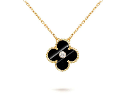 [LUCKY LOVE]CLOVER 15MM DIAMOND SINGLE FLOWER NECKLACE COLLECTION
