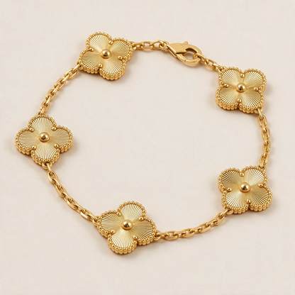 [LoveLucky] Clover & Love & Juste 3-Piece Gold Bracelet Stack Set
