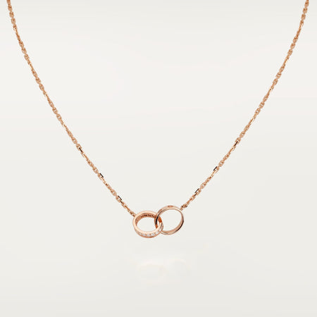 [LUCKY LOVE]LOVE DOUBLE RING HALF DIAMOND NECKLACE