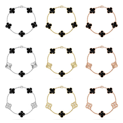 [LUCKY LOVE] CLOVER 5 MOTIF PULSAR STONE BRACELET COLLECTION