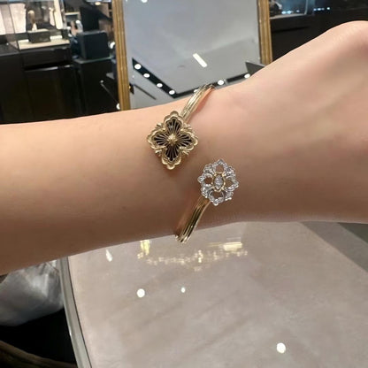 [LUCKY LOVE]OPERA TULLE  GOLD BRACELET WITH ENAMEL BACKGROUND