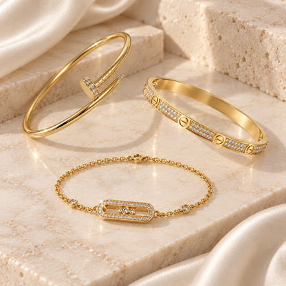 [LoveLucky] LOVE & JUSTE Baby Move Diamond Bracelet Stack Set