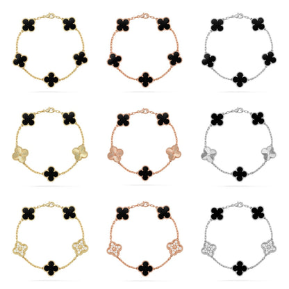 [LUCKY LOVE] CLOVER 5 MOTIF ONYXS BRACELET COLLECTION