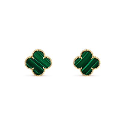 [LUCKY LOVE]CLOVER MINI 9.5MM MALACHITE  EARRINGS