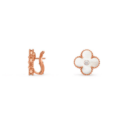 [LUCKY LOVE]CLOVER 15MM MOP DIAMOND EARRINGS COLLECTION