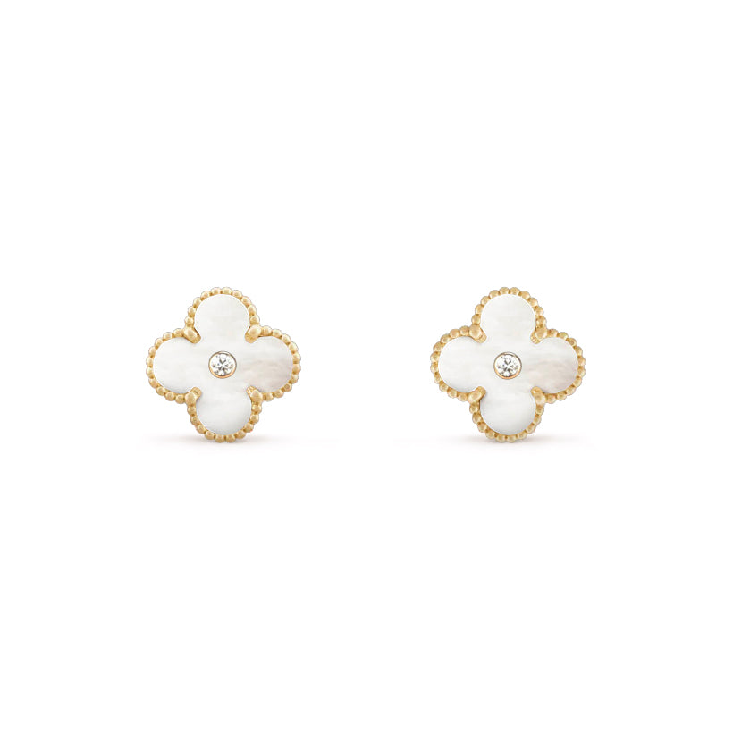 [LUCKY LOVE]CLOVER  15MM DIAMOND EARRINGS COLLECTION