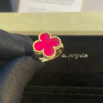 [LUCKY LOVE]NEW CLOVER PINK ENAMEL RINGS
