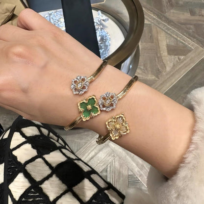 [LUCKY LOVE]OPERA TULLE  GOLD BRACELET WITH ENAMEL BACKGROUND