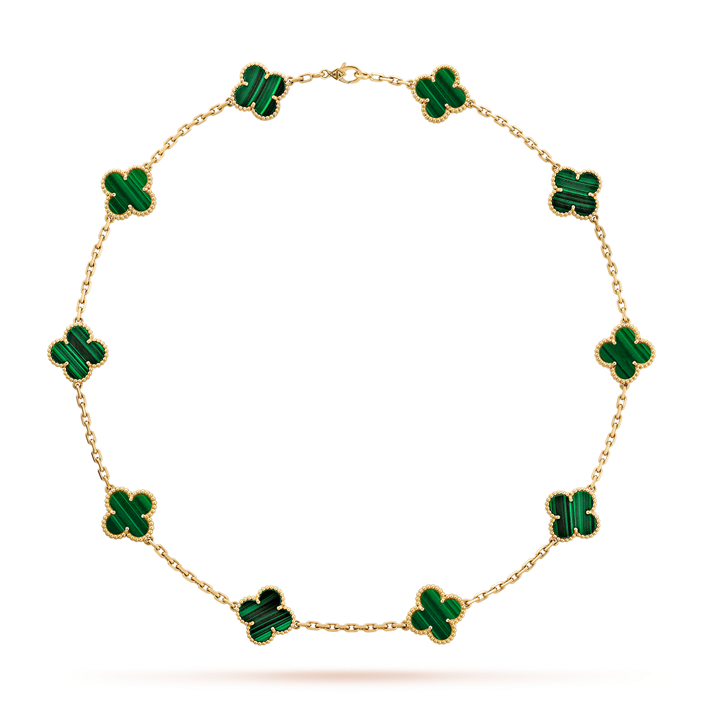 [LUCKY LOVE]CLOVER 10 MOTIFS MALACHITE NECKLACE