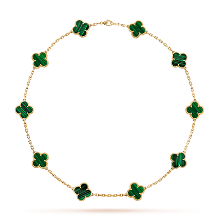 [LUCKY LOVE]CLOVER 10 MOTIFS MALACHITE NECKLACE
