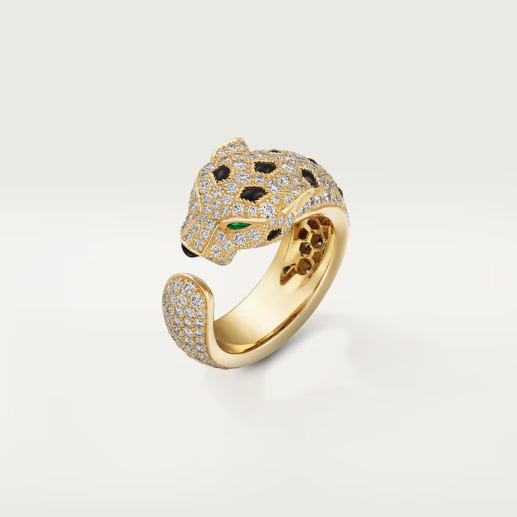 [LUCKY LOVE]PANTHERE SPOTTED FULL DIAMOND MEDIUM RING