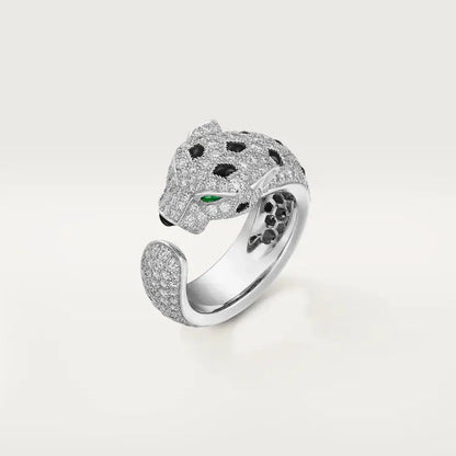 [LUCKY LOVE]PANTHERE SPOTTED FULL DIAMOND MEDIUM RING