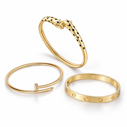 [LoveLucky] Panthère & LOVE  & JUSTE  Diamond Bracelet Stack Set