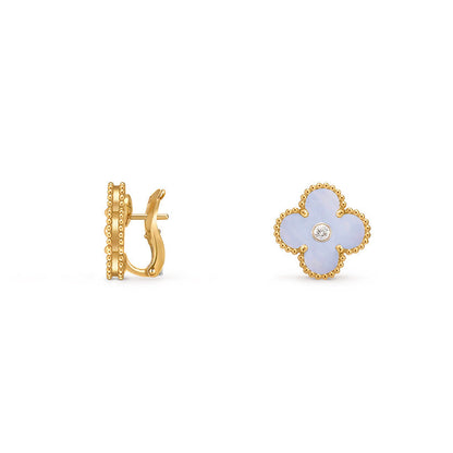 [LUCKY LOVE]CLOVER 15MM MOP DIAMOND EARRINGS COLLECTION